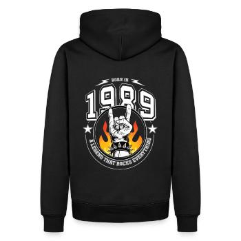 1989 Geburtstag, rockt alles - Männer Premium Bio Hoodie - Schwarz - Hinten - Nico (187cm)