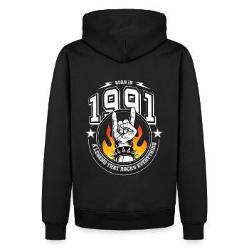 1991 Birthday, rocks everything - Men’s Premium Organic Hoodie - black - Back - Nico (187cm)