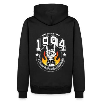 1994 Geburtstag, rockt alles - Männer Premium Bio Hoodie - Schwarz - Hinten - Nico (187cm)
