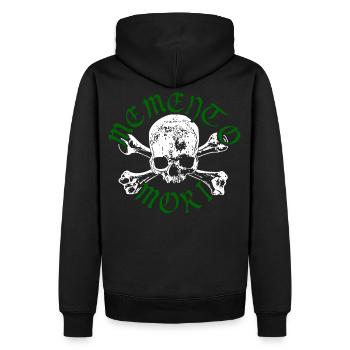 Skull and Bones - Memento Mori - Green - Men’s Premium Organic Hoodie - black - Back - Nico (187cm)