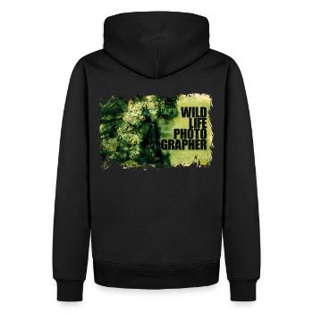 "Wildlife Photographer" Series - The invisible man - Men’s Premium Organic Hoodie - black - Back - Nico (187cm)