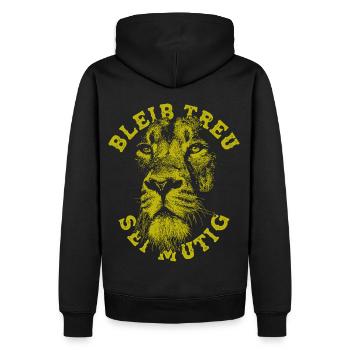 BLEIB TREU - Sweat à capuche Premium bio Homme - noir - Dos - Nico (187cm)