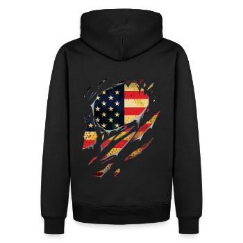 Ripped USA Flage Gift Tears - Men’s Premium Organic Hoodie - black - Back - Nico (187cm)