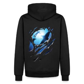 Zerrissen Tauchen Hai Geschenk Risse - Männer Premium Bio Hoodie - Schwarz - Hinten - Nico (187cm)