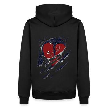Cœur brisé et épingles à nourrice déchirées - Sweat à capuche Premium bio Homme - noir - Dos - Nico (187cm)