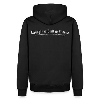 Strength is Built in Silence - Sweat à capuche Premium bio Homme - noir - Dos - Nico (187cm)