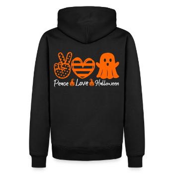 Peace love halloween pumpkin heart ghost - Men’s Premium Organic Hoodie - black - Back - Nico (187cm)