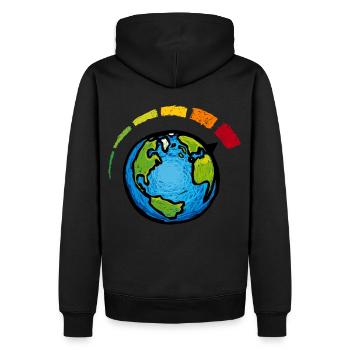 Notfall Klima - Männer Premium Bio Hoodie - Schwarz - Hinten - Nico (187cm)