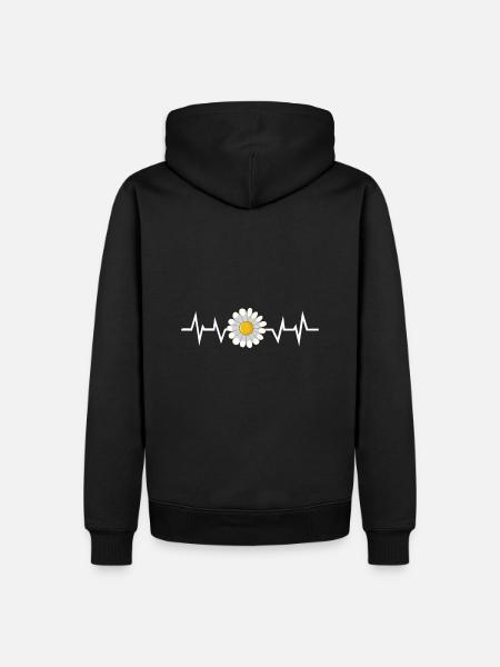Flower Daisy Heartbeat - Men’s Premium Organic Hoodie - black