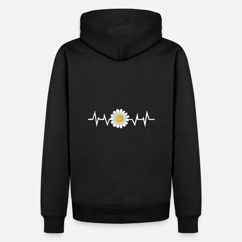 Fleurs Daisy Heartbeat - Sweat à capuche Premium bio Homme - noir