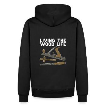 Holzarbeiter Holzverarbeitung - Männer Premium Bio Hoodie - Schwarz - Hinten - Nico (187cm)