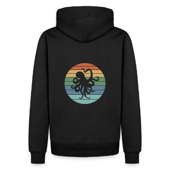 Octopus Retro - Männer Premium Bio Hoodie - Schwarz - Hinten - Nico (187cm)
