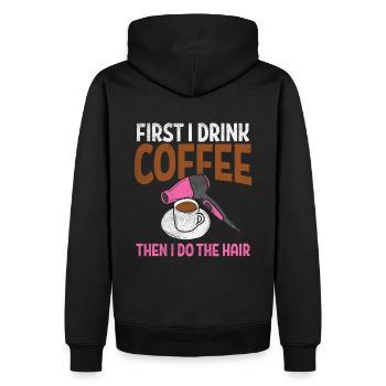 Coiffeur Café Coiffeur - Sweat à capuche Premium bio Homme - noir - Dos - Nico (187cm)