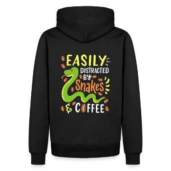 Files d’attente et café - Sweat à capuche Premium bio Homme - noir - Dos - Nico (187cm)