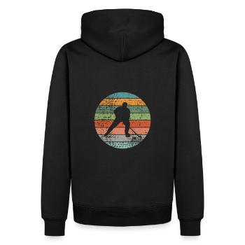 Eishockey Retro - Männer Premium Bio Hoodie - Schwarz - Hinten - Nico (187cm)