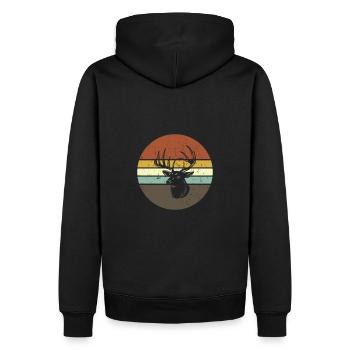 Hirsch Geweihträger Rétro - Sweat à capuche Premium bio Homme - noir - Dos - Nico (187cm)