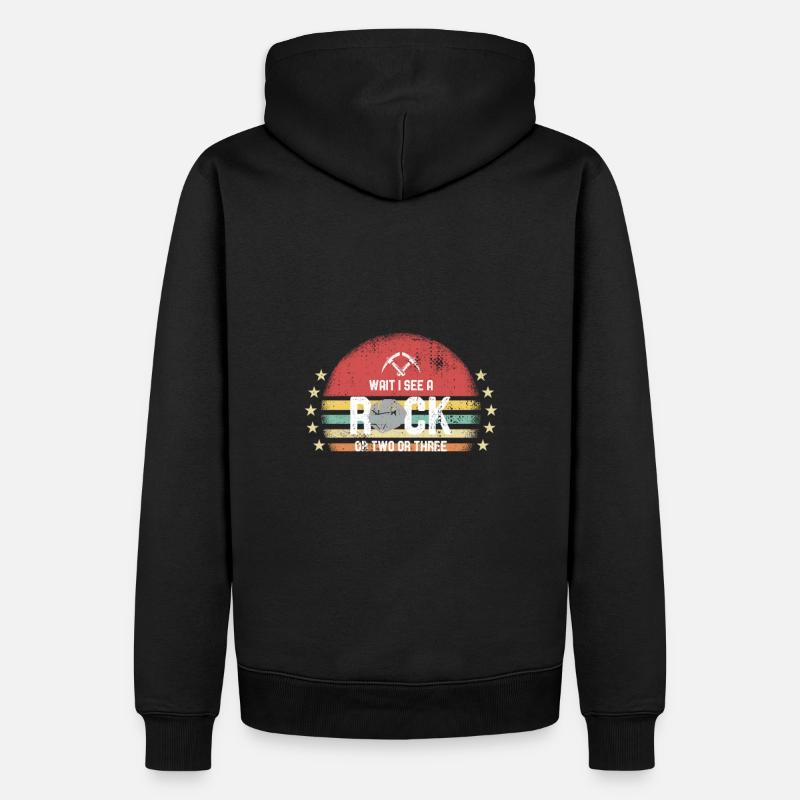 Wait I See A Rock - Männer Premium Bio Hoodie - Schwarz