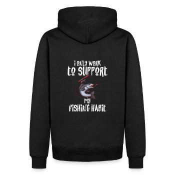 Pêche Mes habitudes de pêche - Sweat à capuche Premium bio Homme - noir - Dos - Nico (187cm)