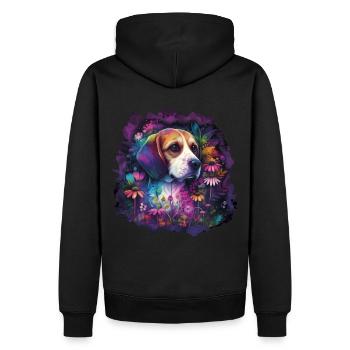 Beagle Beaglemotiv Geschenk - Männer Premium Bio Hoodie - Schwarz - Hinten - Nico (187cm)