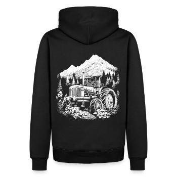 Traktor - Männer Premium Bio Hoodie - Schwarz - Hinten - Nico (187cm)