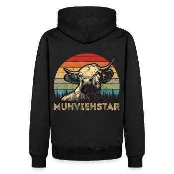 Muhviestar - Männer Premium Bio Hoodie - Schwarz - Hinten - Nico (187cm)