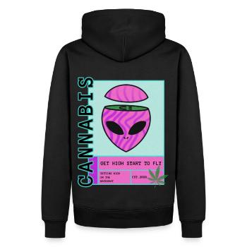 Cannabis Alien - Men’s Premium Organic Hoodie - black - Back - Nico (187cm)