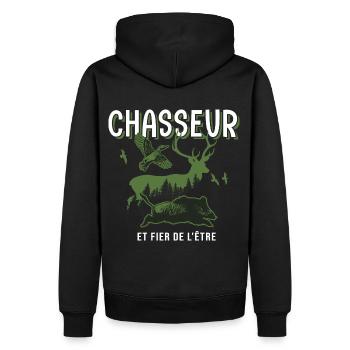 chasser chasseur et fier de l'être cadeau chasseur - Sweat à capuche Premium bio Homme - noir - Dos - Nico (187cm)