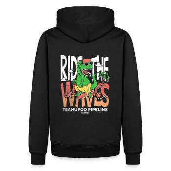 Ride the waves Teahupoo Tahiti - Sweat à capuche Premium bio Homme - noir - Dos - Nico (187cm)