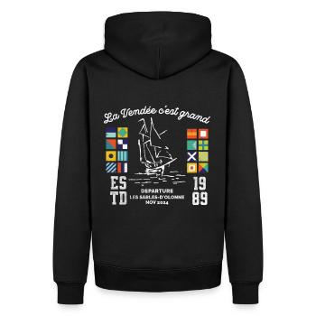 Vendée race around the globe - Men’s Premium Organic Hoodie - black - Back - Nico (187cm)