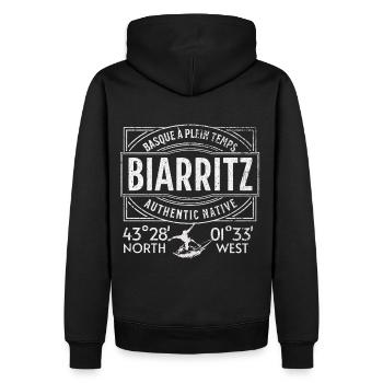 Authentischer Ureinwohner von Biarritz - Männer Premium Bio Hoodie - Schwarz - Hinten - Nico (187cm)