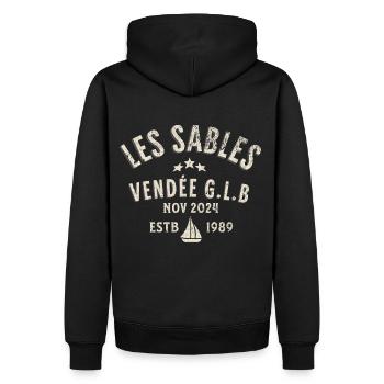 Les Sables Vendée GLB 2024 - Männer Premium Bio Hoodie - Schwarz - Hinten - Nico (187cm)