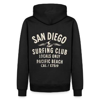 San Diego Pacific Beach Surfing Club - Männer Premium Bio Hoodie - Schwarz - Hinten - Nico (187cm)