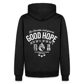 Vendée Good Hope cape 2024 - Sweat à capuche Premium bio Homme - noir - Dos - Nico (187cm)
