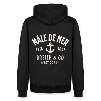 Mâle de Mer Breizh Co - Sweat à capuche Premium bio Homme - noir - Dos - Nico (187cm)