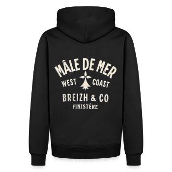 Meer Male Breizh Co 2 - Männer Premium Bio Hoodie - Schwarz - Hinten - Nico (187cm)