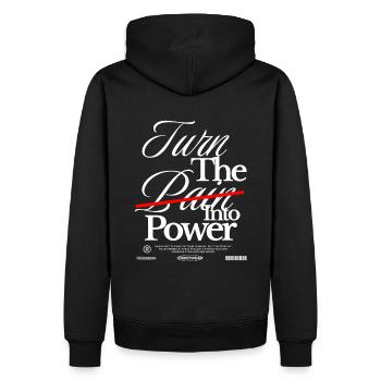Turn Pain Into Strength - Streetwear - Men’s Premium Organic Hoodie - black - Back - Nico (187cm)