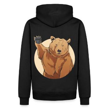 Russischer Bär mit dem Spruch Russische Seele für - Männer Premium Bio Hoodie - Schwarz - Hinten - Nico (187cm)