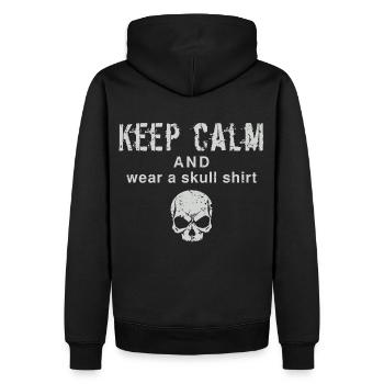 Keep Calm And Wear A Skull Shirt - Men’s Premium Organic Hoodie - black - Back - Nico (187cm)