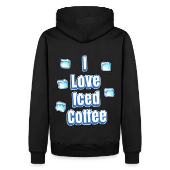 Ich liebe Eiskaffee - Männer Premium Bio Hoodie - Schwarz - Hinten - Nico (187cm)