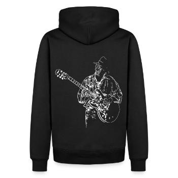 Guitariste de blues - Sweat à capuche Premium bio Homme - noir - Dos - Nico (187cm)