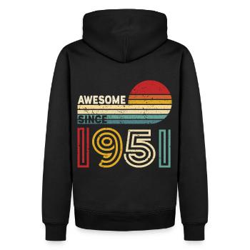 1951 Geschenk Geburtstag Jahrgang Spruch - Männer Premium Bio Hoodie - Schwarz - Hinten - Nico (187cm)