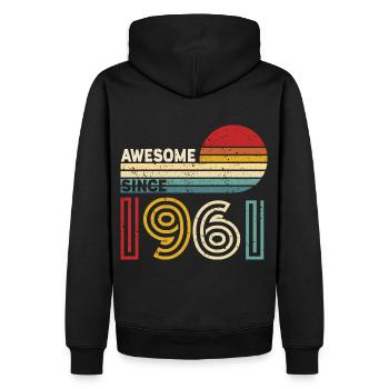 1961 Gift Birthday vintage Spruch - Men’s Premium Organic Hoodie - black - Back - Nico (187cm)