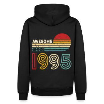 1995 Geschenk Geburtstag Jahrgang Spruch - Männer Premium Bio Hoodie - Schwarz - Hinten - Nico (187cm)
