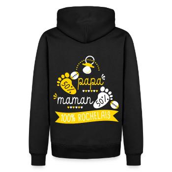 Rugby bébé supporter Rugby La Rochelle Rochelais - Sweat à capuche Premium bio Homme - noir - Dos - Nico (187cm)