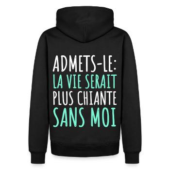 La vie serait plus chiante sans moi humour cadeau - Sweat à capuche Premium bio Homme - noir - Dos - Nico (187cm)