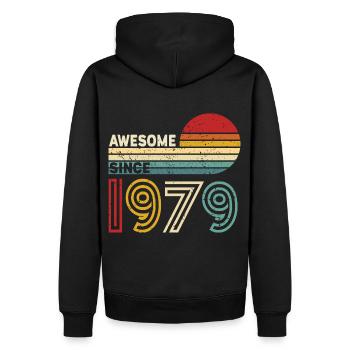 1979 Geschenk Geburtstag Jahrgang Spruch - Männer Premium Bio Hoodie - Schwarz - Hinten - Nico (187cm)
