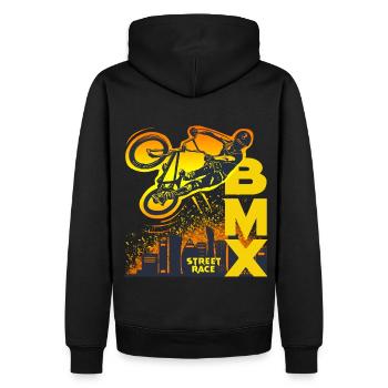vélo BMX urban race vélo bike ride rider - Sweat à capuche Premium bio Homme - noir - Dos - Nico (187cm)