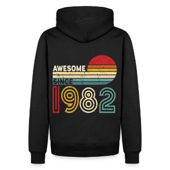 1982 Gift Birthday Vintage Saying - Men’s Premium Organic Hoodie - black - Back - Nico (187cm)