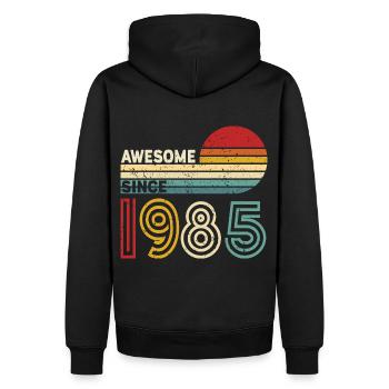 1985 Geschenk Geburtstag Jahrgang Spruch - Männer Premium Bio Hoodie - Schwarz - Hinten - Nico (187cm)