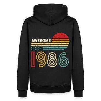 1986 Gift Birthday vintage Spruch - Men’s Premium Organic Hoodie - black - Back - Nico (187cm)